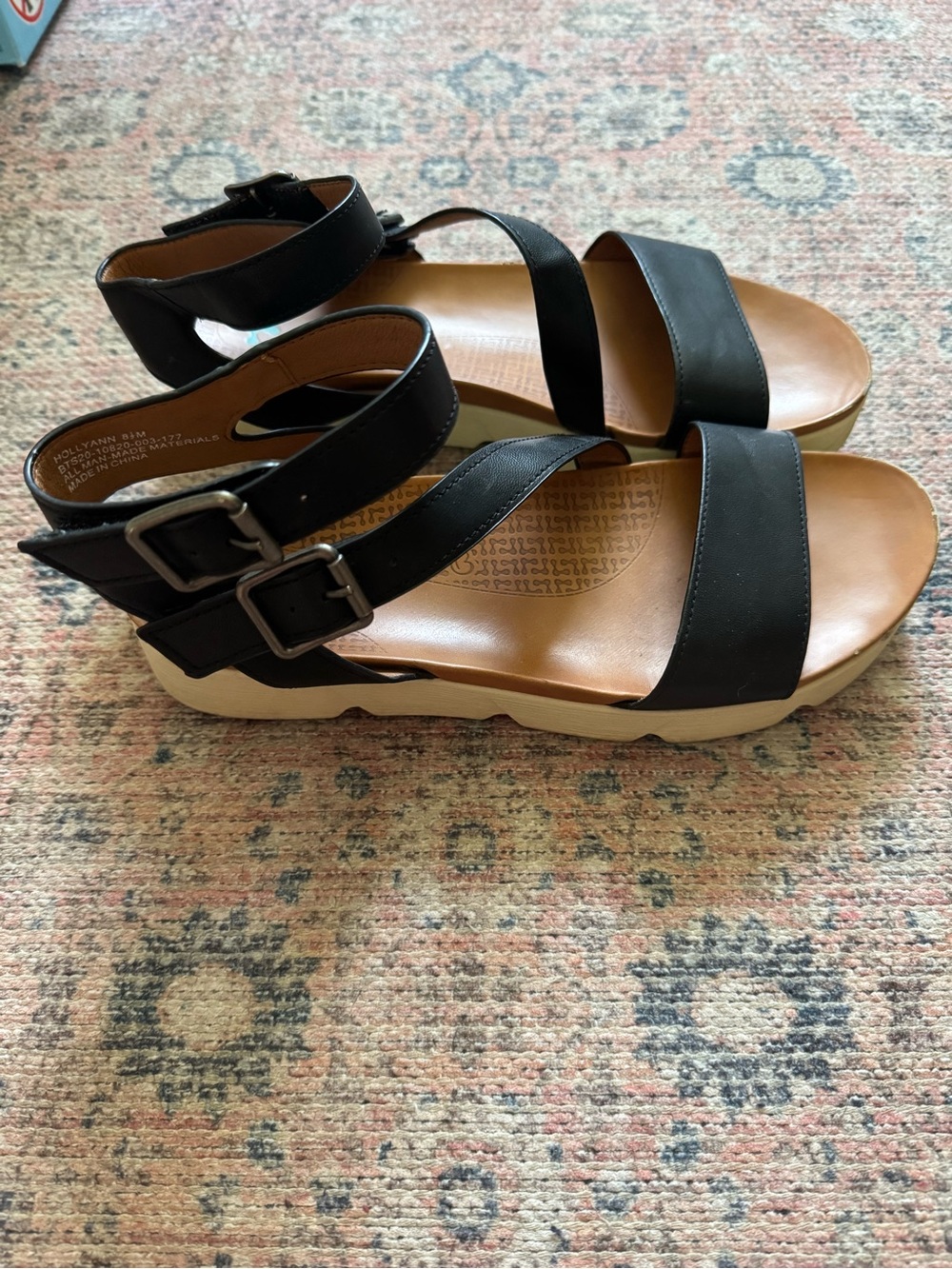 BareTraps Black Double-Buckle Platform Sandals